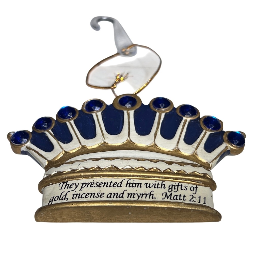 Crown Christmas Ornament Blue Jewels Gifts of Gold Incense Myrrh Religious